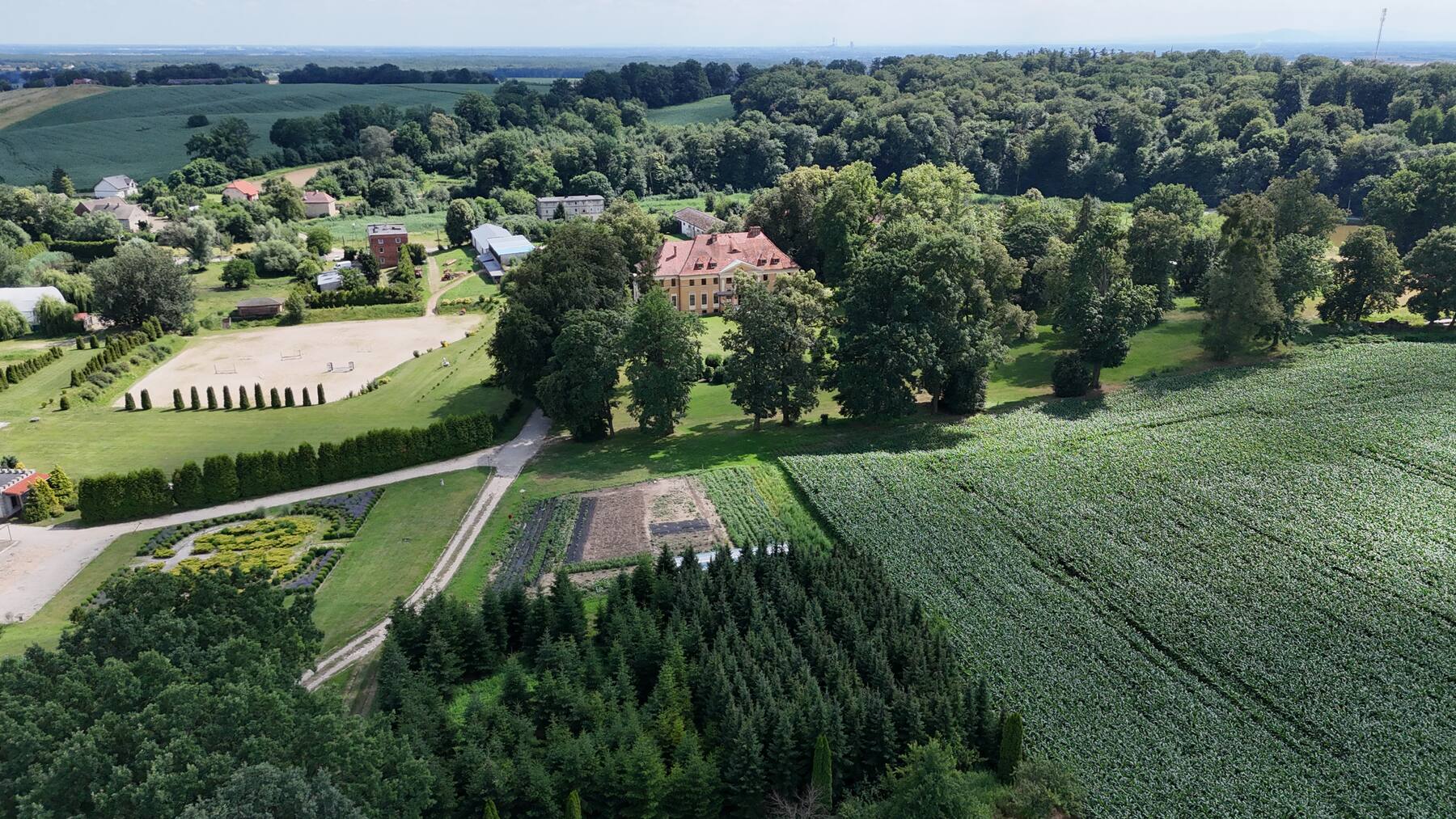 Widok z lotu ptaka na Stary Folwark, hipodrom i tereny wokół